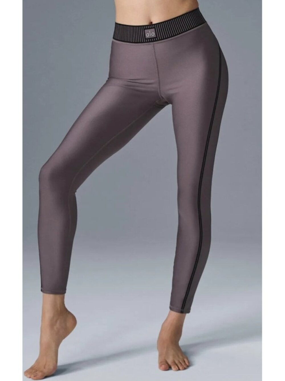Alo Airlift High-Waist 7/8 Line Up Leggings Raisinette Hi-Rise Striped Tights S - Picture 3 of 13